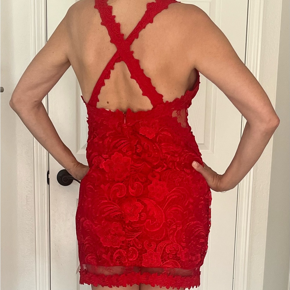 NWT Elegant Red Lace Dress